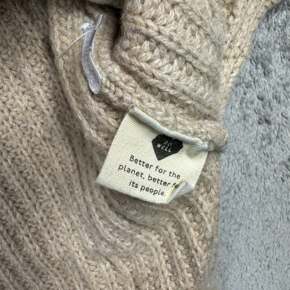 Madewell Beige V-Neck Sweater with Green and Pink Trim - Picture 6 of 8